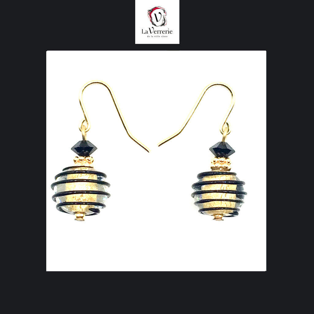 Boucle d'oreilles Mini - Jojo - Noir et Or