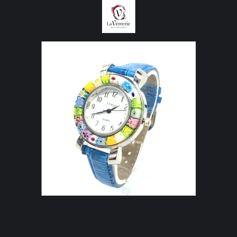 Montre Millefiori Murano - Bleue