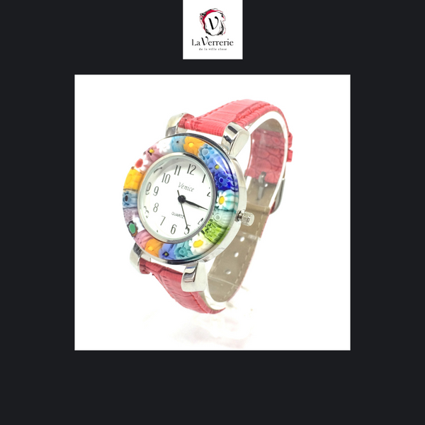 Montre Millefiori Murano - Rouge