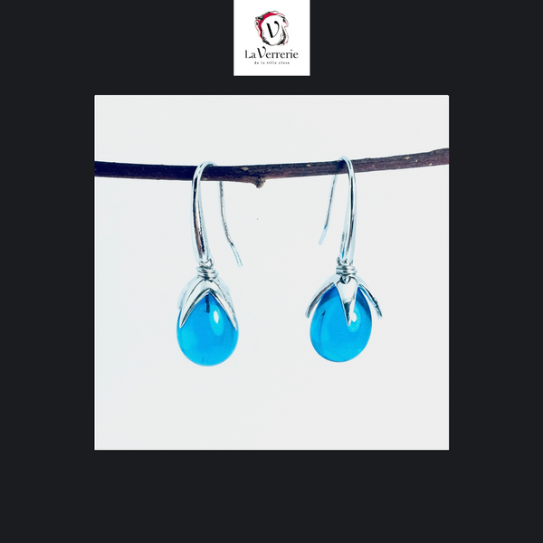 Boucle d'oreilles Goutte avec apprêt "Griffe" en argent sterling 925.