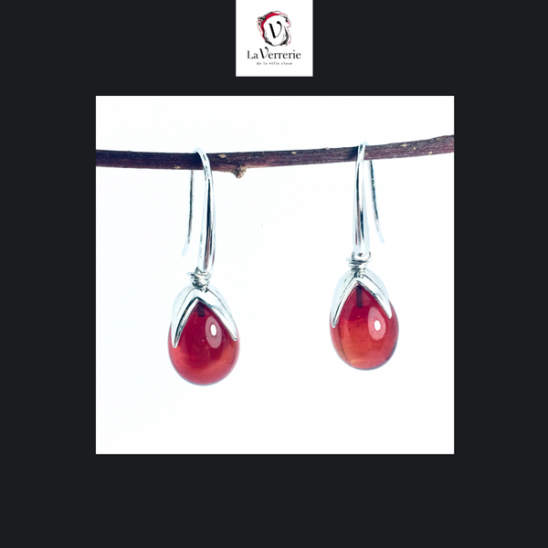 Boucle d'oreilles Goutte avec apprêt "Griffe" en argent sterling 925.
