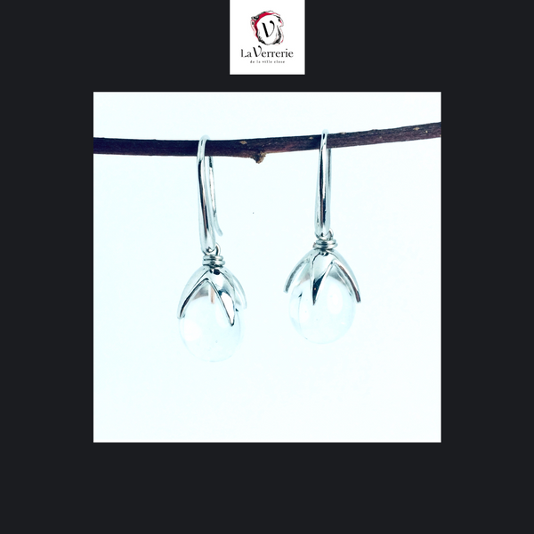 Boucle d'oreilles Goutte avec apprêt "Griffe" en argent sterling 925.