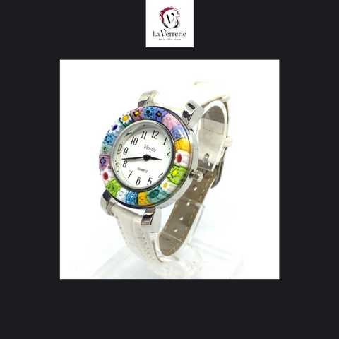 Montre Millefiori Murano - Blanche
