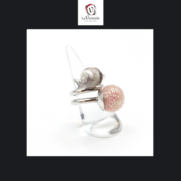 Bague Contrariée Bi-Perles