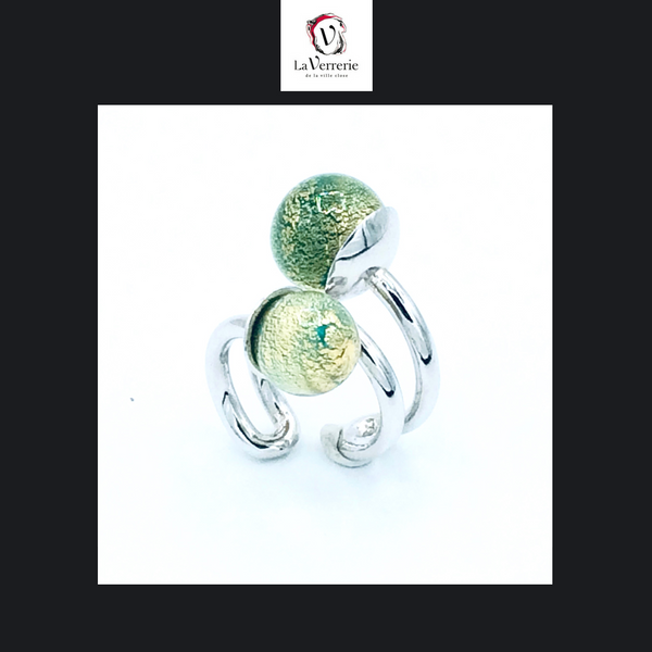 Bague Contrariée Bi-Perles