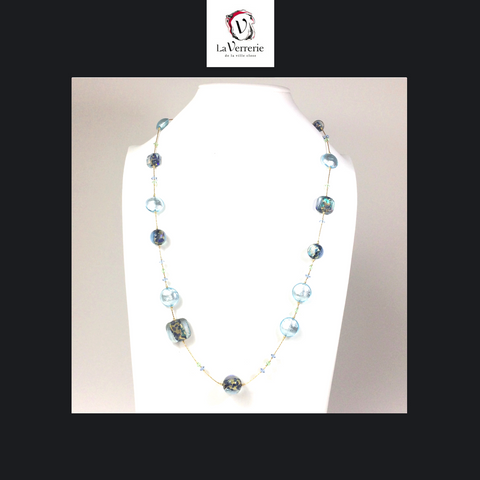 Collier verre de Murano. Collier Chiaro di Luna. Bijoux Murano.