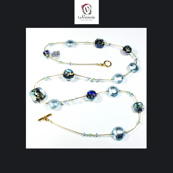 Collier verre de Murano. Collier Chiaro di Luna. Bijoux Murano.