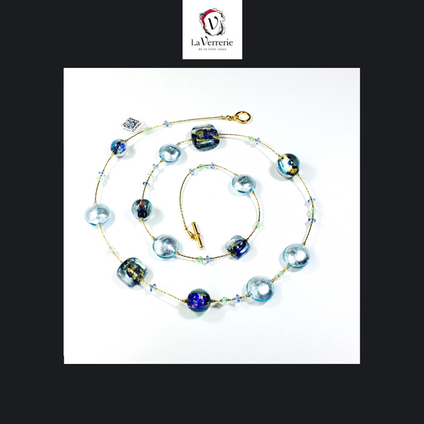 Collier verre de Murano. Collier Chiaro di Luna. Bijoux Murano.