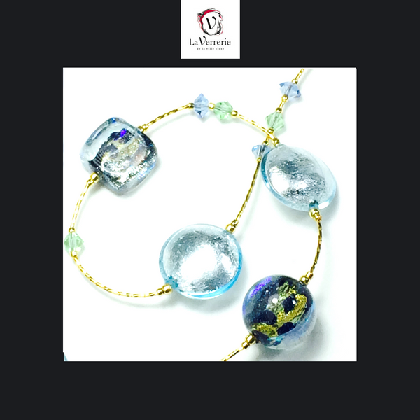 Collier verre de Murano. Collier Chiaro di Luna. Bijoux Murano.