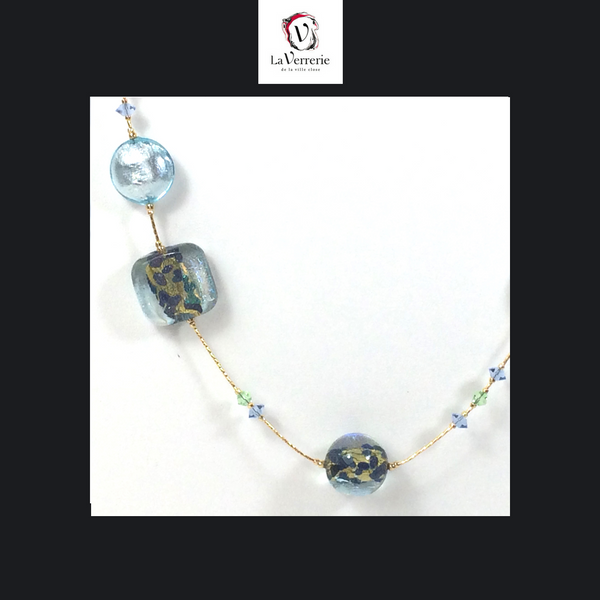 Collier verre de Murano. Collier Chiaro di Luna. Bijoux Murano.