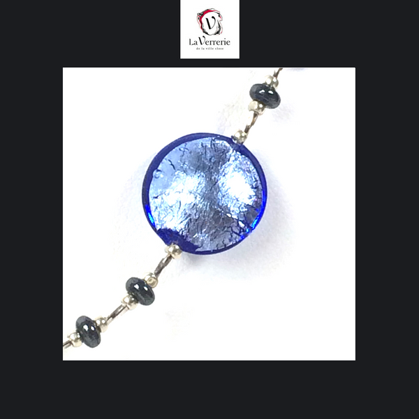 Collier verre de Murano. Collier Fenicio. Collier bleu.