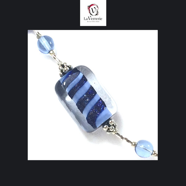 Collier verre de Murano. Collier Fenicio. Collier bleu.