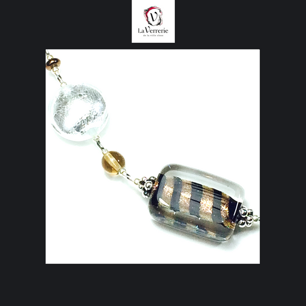 Collier verre de Murano. Collier Fenicio. Collier marron.