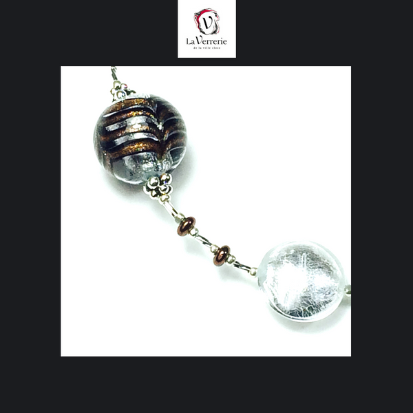 Collier verre de Murano. Collier Fenicio. Collier marron.