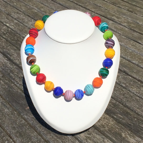 Collier verre de Murano. Collier Arc-en-Ciel. Bijoux Murano. Collier multicolore.
