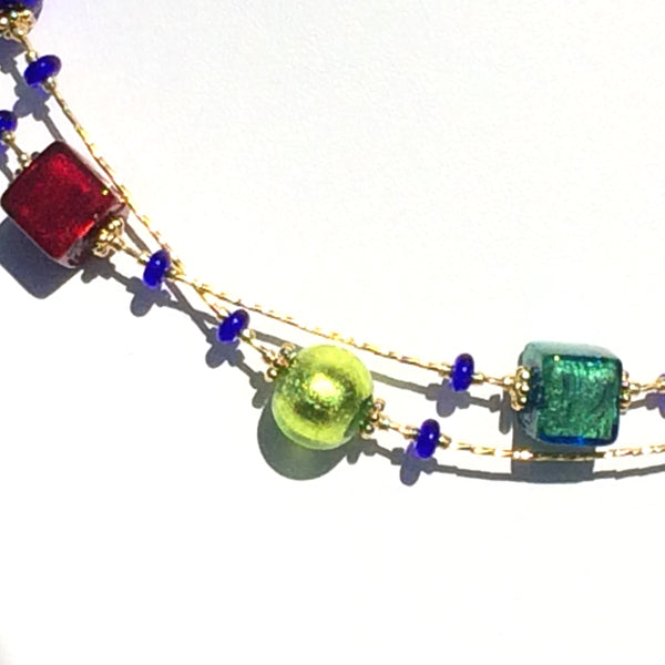 Collier verre de Murano. Collier Pénélope. Bijoux Murano. Collier multicolore.