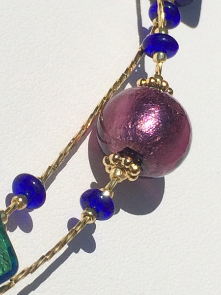 Collier verre de Murano. Collier Pénélope. Bijoux Murano. Collier multicolore.