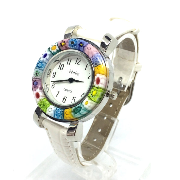 Montre Millefiori. Montre blanche. Montre Millefiori blanche.