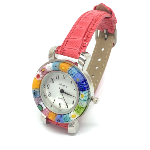 Montre Millefiori. Montre rouge. Montre Millefiori rouge.