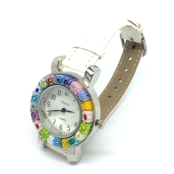 Montre Millefiori. Montre blanche. Montre Millefiori blanche.