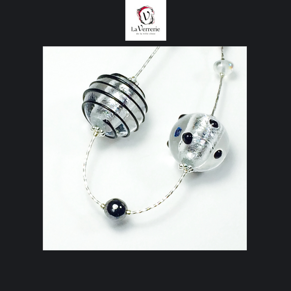 Collier verre de Murano. Collier Jojo Lunga. Bijoux Murano. Collier argent.