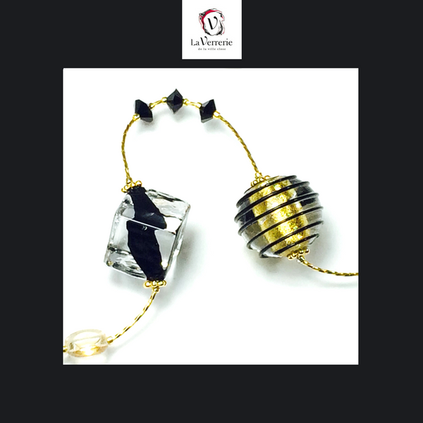 Collier verre de Murano. Collier Jojo Lunga. Bijoux Murano. Collier or.