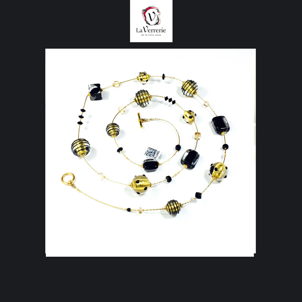 Collier verre de Murano. Collier Jojo Lunga. Bijoux Murano. Collier or.
