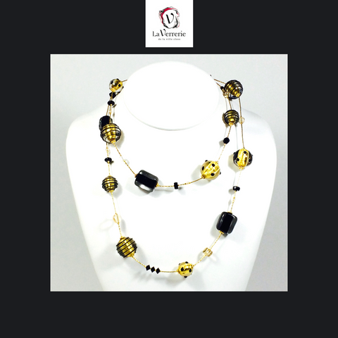 Collier verre de Murano. Collier Jojo Lunga. Bijoux Murano. Collier or.