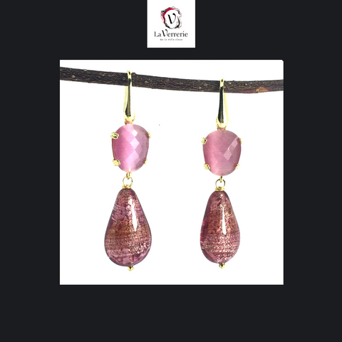 Boucle d'oreilles Murano et Cristal