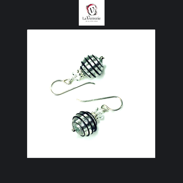Boucle d'oreilles Mini - Jojo - Noir et Argent