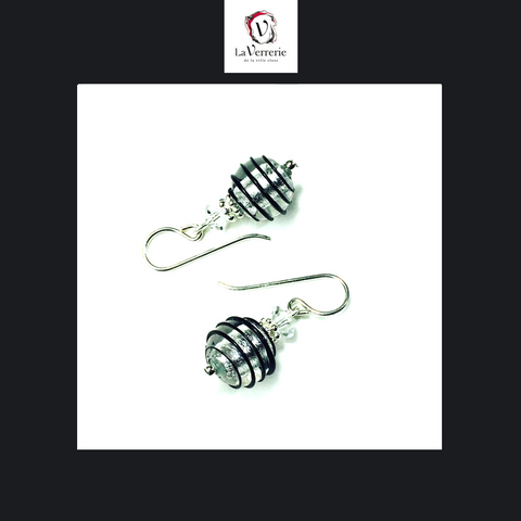 Boucle d'oreilles Mini - Jojo - Noir et Argent