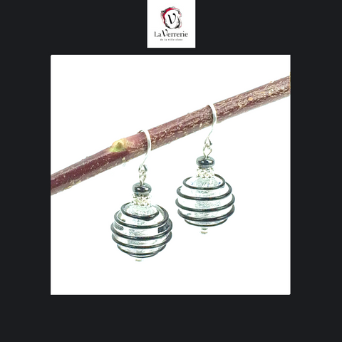 Boucle d'oreilles JOJO - Noir et Argent