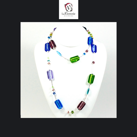 Collier verre de Murano. Collier Stagiomi. Collier multicolore. Bijoux Murano.