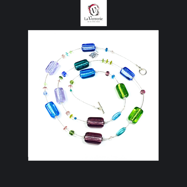Collier verre de Murano. Collier Stagiomi. Collier multicolore. Bijoux Murano.