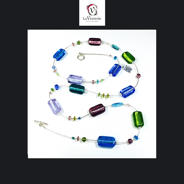 Collier verre de Murano. Collier Stagiomi. Collier multicolore. Bijoux Murano.