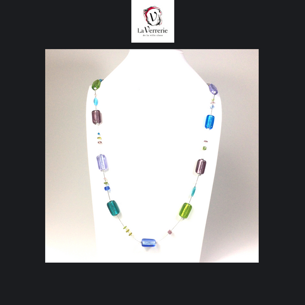 Collier verre de Murano. Collier Stagiomi. Collier multicolore. Bijoux Murano.