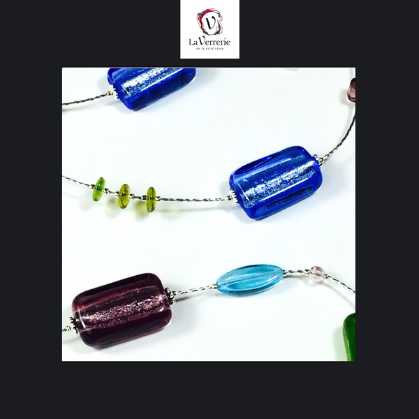 Collier verre de Murano. Collier Stagiomi. Collier multicolore. Bijoux Murano.