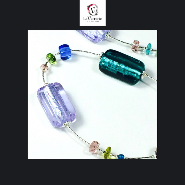 Collier verre de Murano. Collier Stagiomi. Collier multicolore. Bijoux Murano.