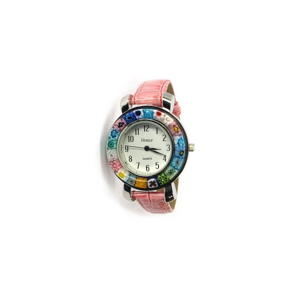 Montre Millefiori. Montre rose. Montre Millefiori rose.