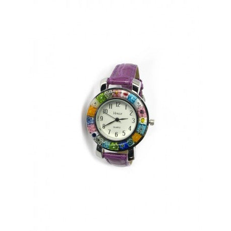 Montre Millefiori. Montre mauve. Montre Millefiori mauve.