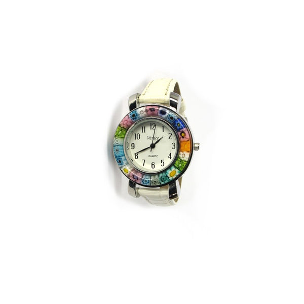 Montre Millefiori. Montre blanche. Montre Millefiori blanche.