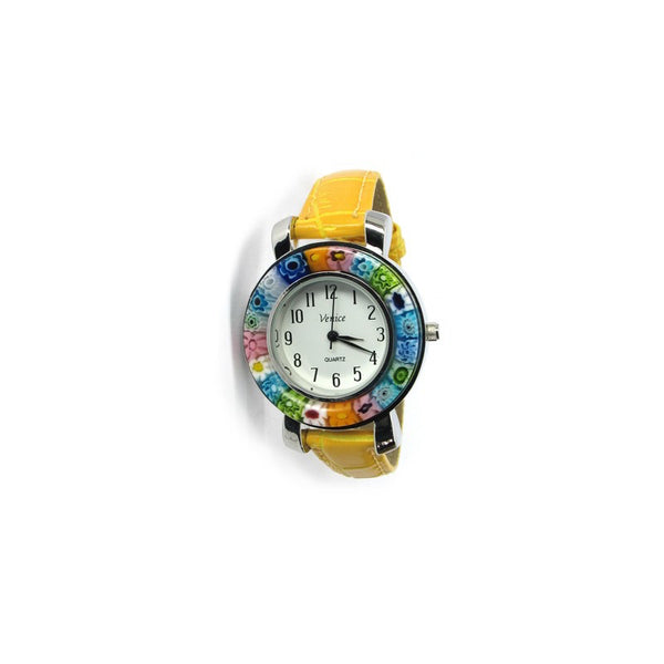 Montre Millefiori. Montre jaune. Montre Millefiori jaune.